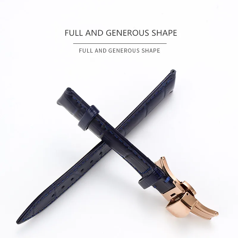 Leather strap 12-22mm universal watch four-color butterfly buckle steel buckle  strap wrist strap + tools