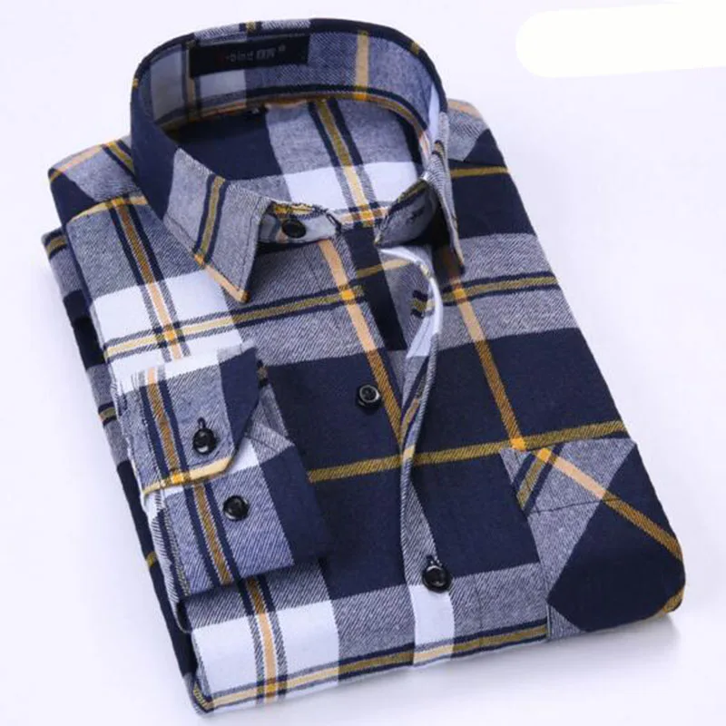 Men Grind Plaid Printed Single Breasted Shirts Camisa Flannel Pure Cotton Breathable Comfortable Vestido Spring Cloth | Мужская одежда