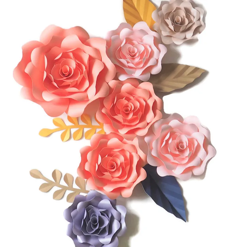 Искусственные цветы сделай сам гигантские бумажные 7 шт. + 5 оставленных украшений