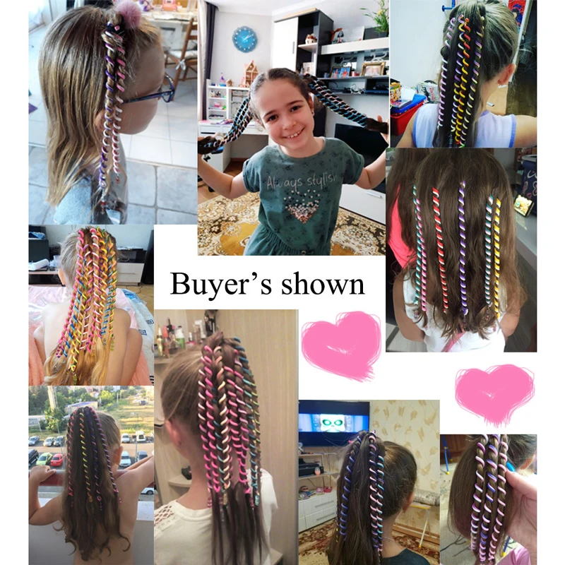 

60-300Pcs Fashion Crystal Long Braiding Hair Bands Headwear Colorful Cute Girls Hair Accessories Hair Band Children Styling Tool