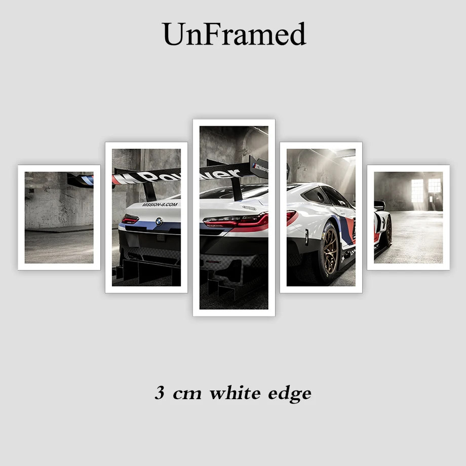 

Canvas HD Printed car Poster Home Decor 5 Pieces M3 Blue Sport Car Paintings Wall Art Pictures Living Room Modular Framed