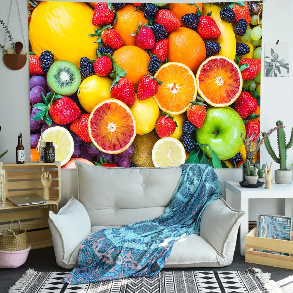 Simsant Summer Fruit Tapestry Colorful Texture Room Mural Art Wall Hanging Tapestries for Living Home Dorm Decor | Дом и сад