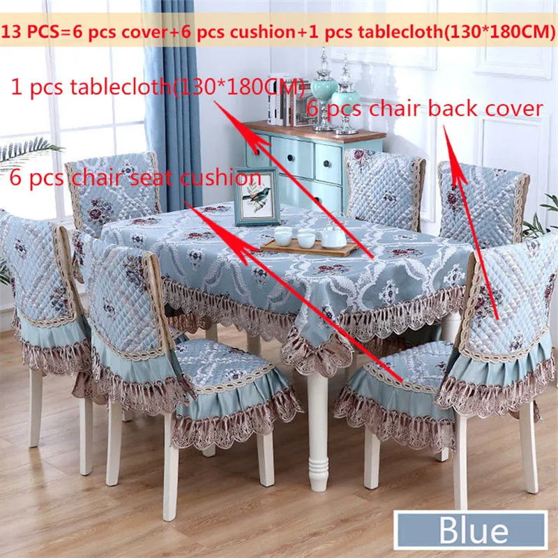 

European Style Ruffle Table Cloth Dining Chair Back Cushion Cover Floral Pattern Tablecloth Decorative Cover For Banquet Table