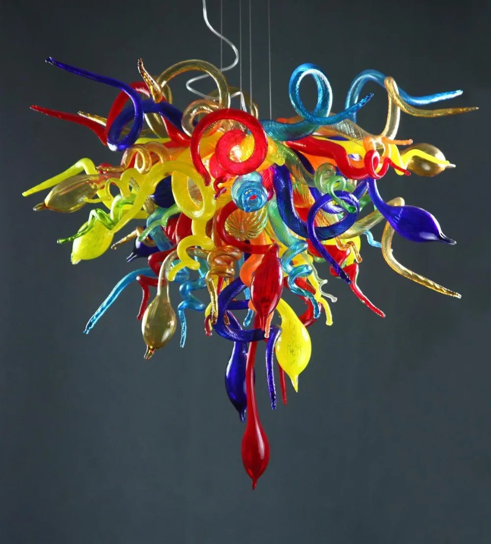 

Home Free Shipping Hot Sale Multi Color Handmade Blown Murano Glass Chandelier with LED Lights