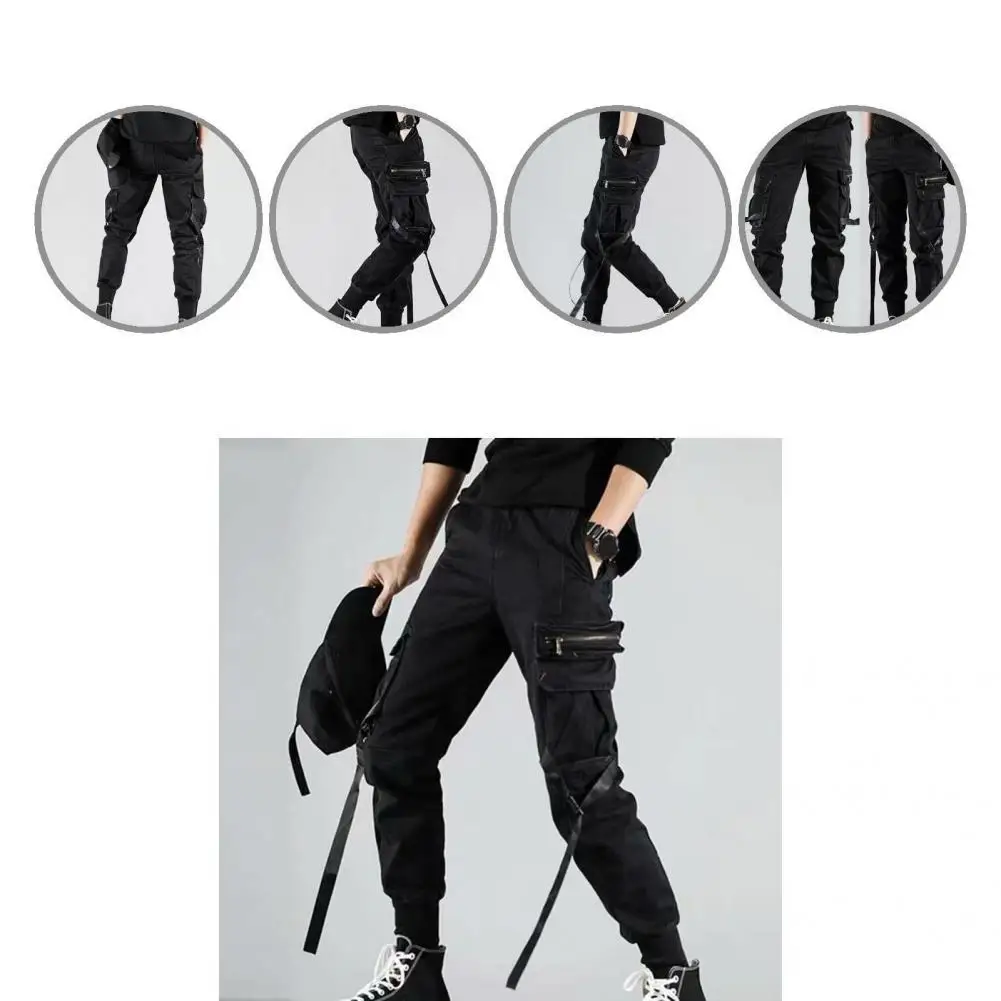 

Streetwear Terrific Hip-hop Style Autumn Cargo Pants Multi Pockets Men Trousers Breathable for Stage Show
