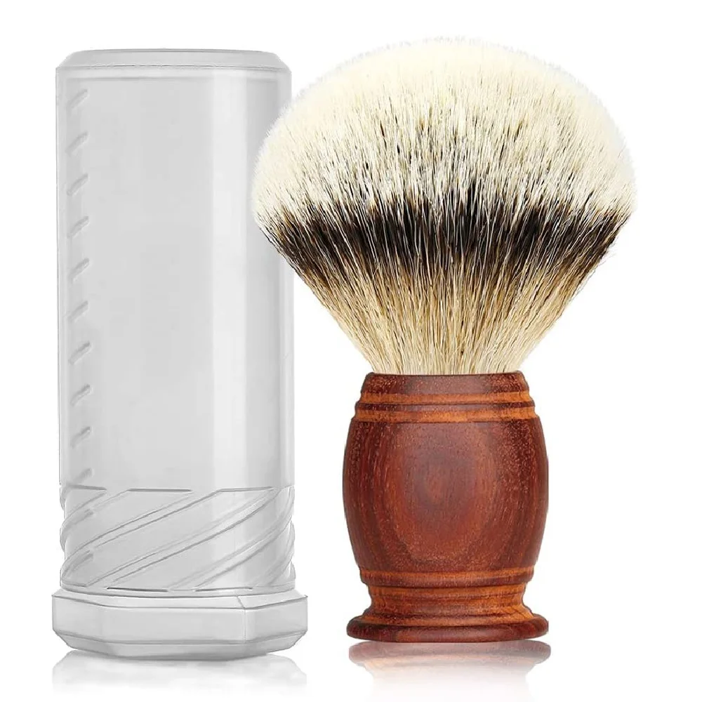 Big Size Knot 31mm Pure Badger Shaving Brush, Silvertip Badger Hair, Quality Rosewood Handle for Wet Shaving Soap Cream Men Gift