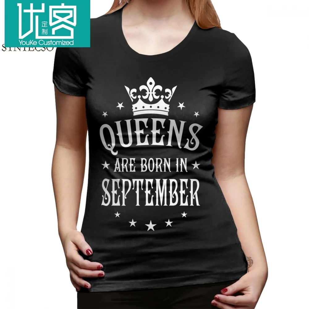 Футболка с надписью &quotKing queen s Are Born In September&quot и &quotHappy Birthday queen&quot женская футболка