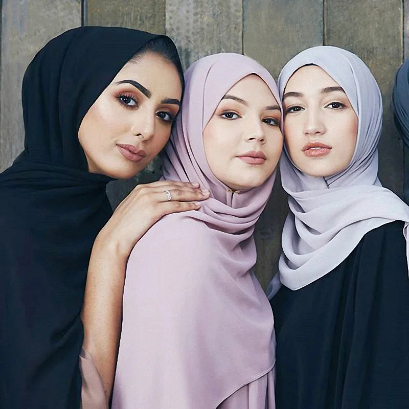 

Muslim Chiffon Hijab Scarf Shawl High Quality Long Scarf Women Solid Color Scarves Women Foulard Femme Bubble Jersey Hijab