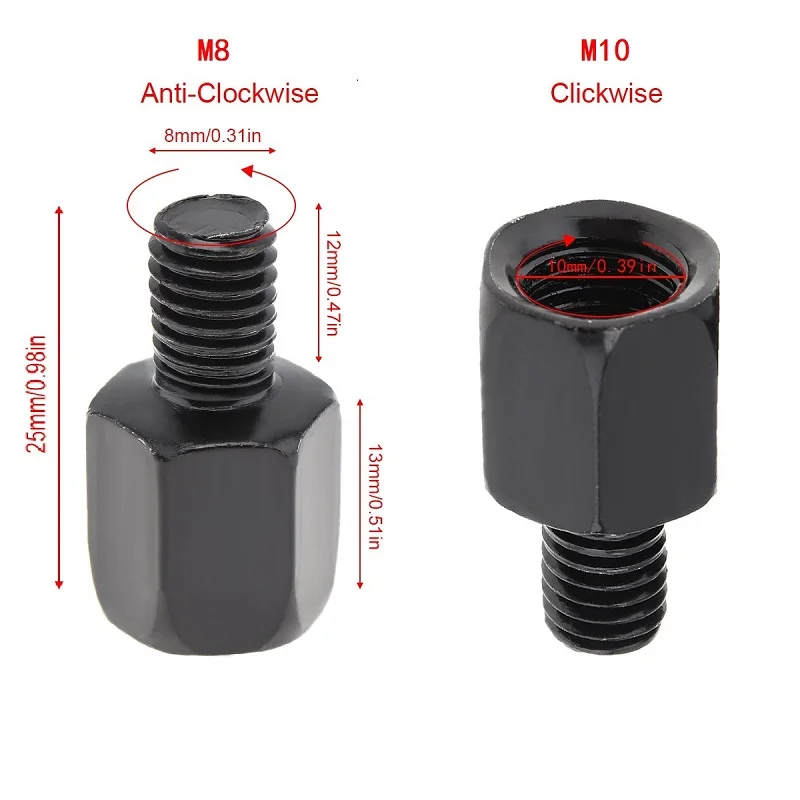 1PC M10-M8 LR 1 шт. зеркальный адаптер M8 M10 10 мм 8 мм Универсальный черный мотоцикл зеркало заднего вида адаптер болт стальной металлический для мотоцикла - Цвет: 1PC M10-M8 LR