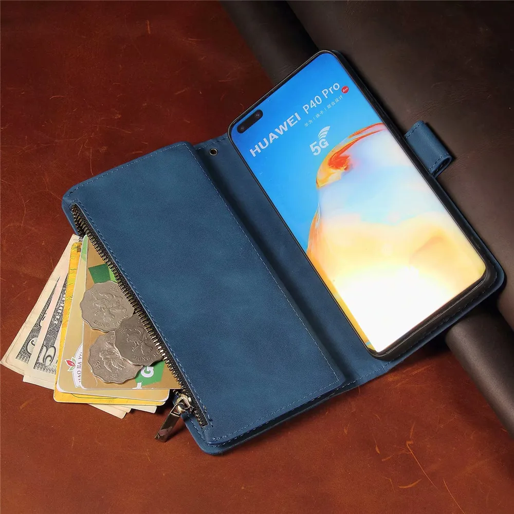 Роскошный кожаный чехол-кошелек P40 Pro чехол на молнии для Huawei P30 Mate30 Nova6se Honor 10i 20i 10 20