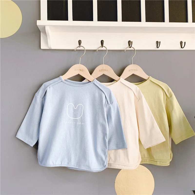 Новинка 2020 года Сезон весна Корейский стиль Унисекс Детские футболки с рисунком