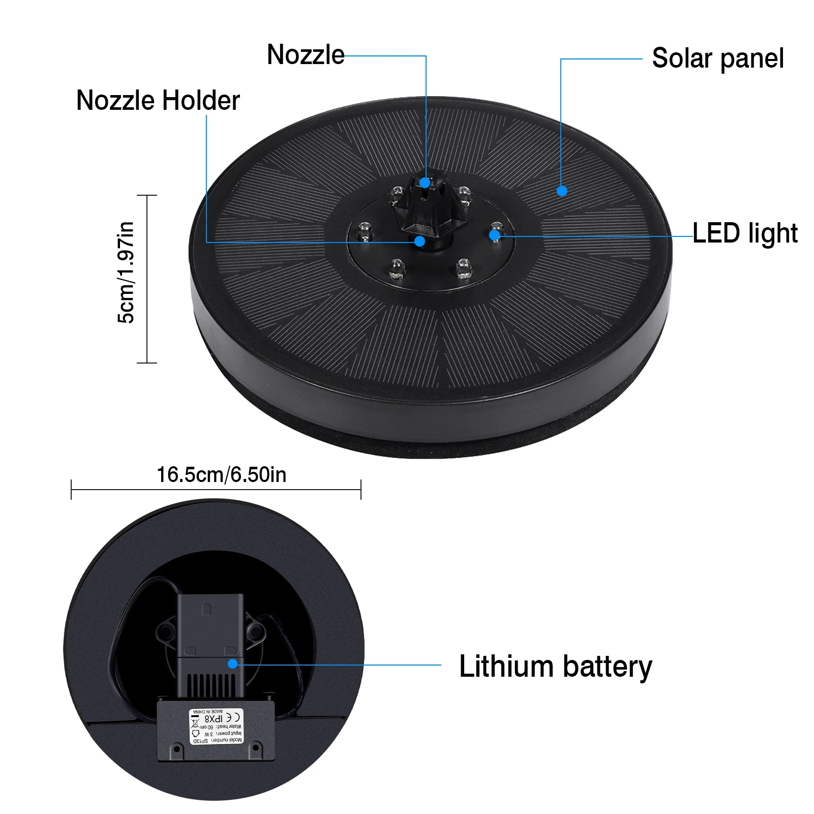 

3W New Solar Fountain 6 Colorful LED Lights Swimming Pools Fountain With 7 Nozzles Garden Swimming Pool Decoration