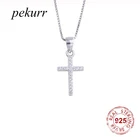 Ожерелье женское Pekurr, из серебра 925 пробы, с большим крестом из циркония