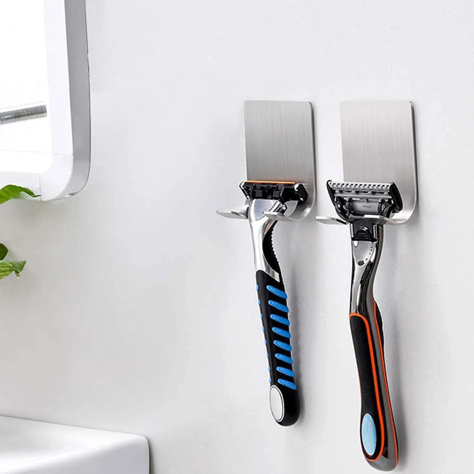 

5Pcs Razor Stainless Steel Holder Wall Men Shaving Shaver Shelf Bathroom Razor Rack Wall Adhesive Storage Hook Kitchen Hanger