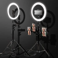 10inch 26cm usb interface dimmable led selfie ring light camera phone photography equipment video makeup lamp with tripod light