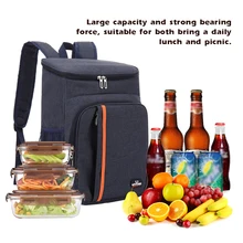 18L Lunch Backpack Large Capacity Picnic Warm Insulated Cooler Bag Oxford Cloth PEVA Outdoor Food Beverage Storage Shoulder Bag