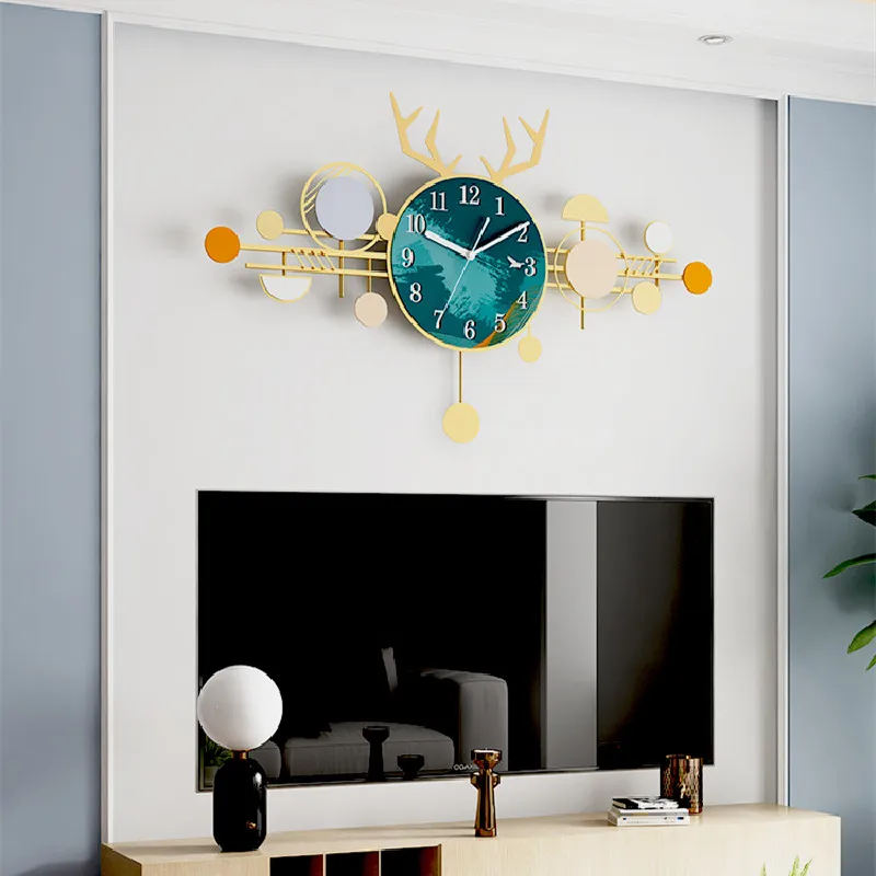 

Modern Design Wall Clocks Fashion Large Iron Deer Luxury Nordic Quartz Wall Clocks Personality Relogio Parede Home Decor DG50WC