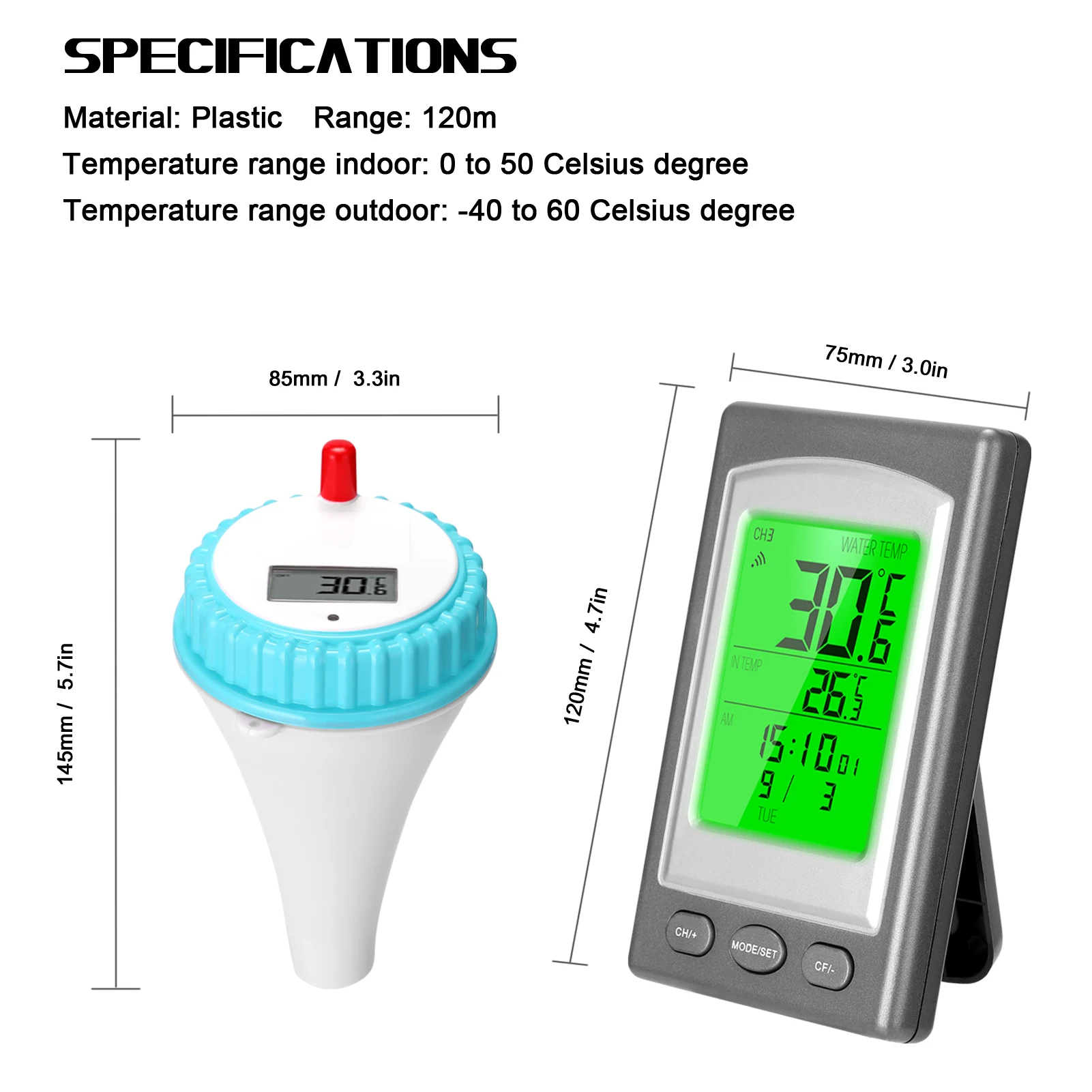 

Floatings Thermometer Wireless Swimming Pool Thermometer Water Thermometer Water Temperature Sensor Meter