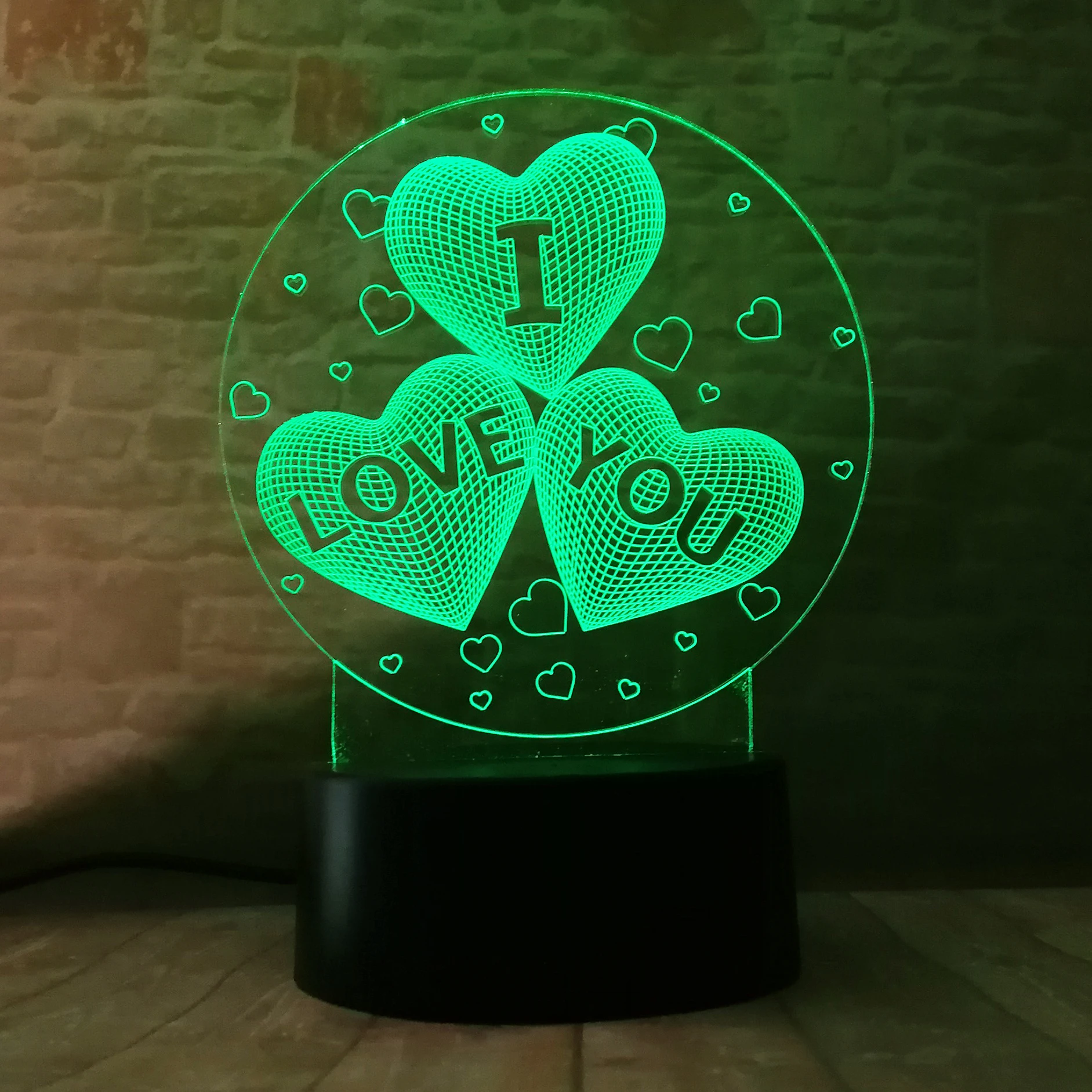 Подарок на день Святого Валентина I Love You Heart Balloons 3D светодиодный 7 цветов меняющий