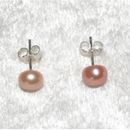 

Новое Любимое жемчужной сережкой розовый Цвет 6 мм пресноводный жемчуг S925 серьги-гвоздики из стерлингового серебра ювелирные украшения эле...