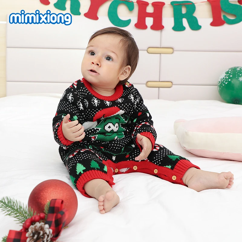

Baby Rompers Ugly Christms Knitted Newborn Boys Girls Sweaters Jumpsuits Winter Warm Knitted Toddler Unisex Overalls Infant Wear
