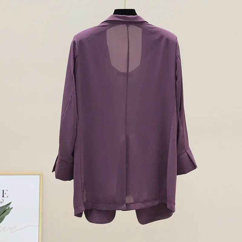 

Women Chiffon Small Suit Jacket Thin Summer 2021 New Loose Sunscreen Clothes Mid lLength Air-Conditioned Cardigan