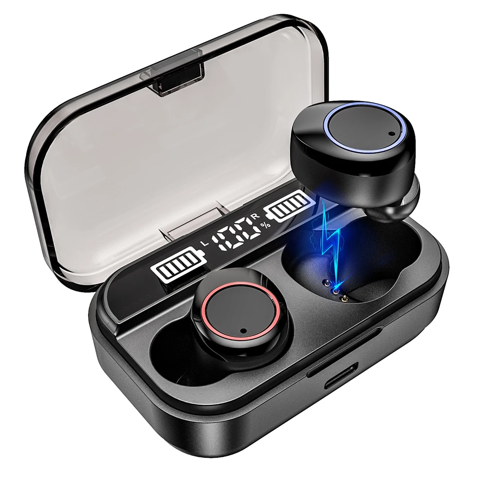 TWS 5 0 HiFi беспроводные наушники Bluetooth гарнитуры батареи светодиодный дисплей