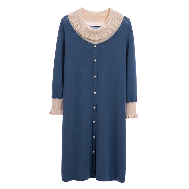 Платье женское весеннее эластичное кружевное средней длины с бусинами|Женские