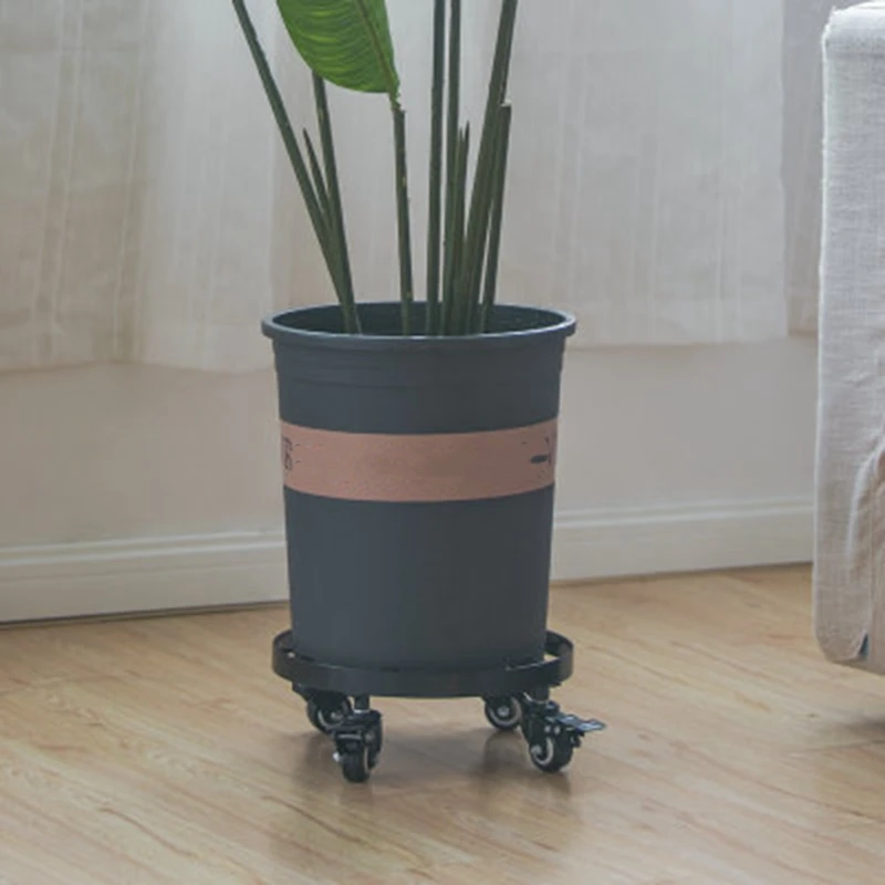 

2 Pack Metal Plant Caddy Heavy Duty Iron Potted Plant Stand with Wheels Round Flower Pot Rack on Rollers Holder Wheels