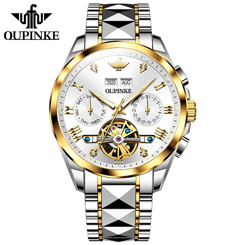

2020 Luxury Men Mechanical Wristwatch Tungsten Steel Tourbillon Watch Sapphire Glass Men Watches reloj hombre OUPINKE Brand