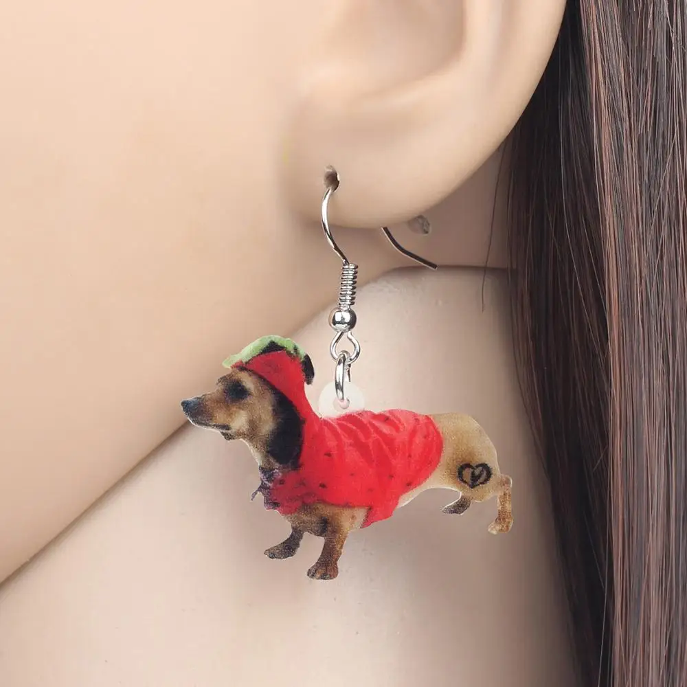 Bonsny акриловый Рождественский костюм такса собака серьги-подвески в форме капли
