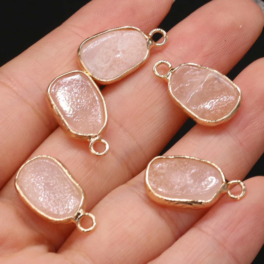 

2021Hot Sale Natural Stone Pink Aventurine Oval Gold-plated Pendant MakingDIYNecklace Earring Charm Jewelry Accessory Gift Party