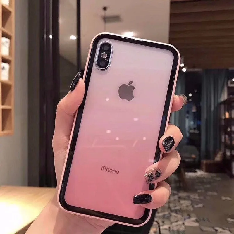 

Transparent Gradient Color Mobile Phone Case for iPhone Xr Xs Xs Max 7 8 Plus 6 6s Plus Anti Drop Soft Silicone Cover
