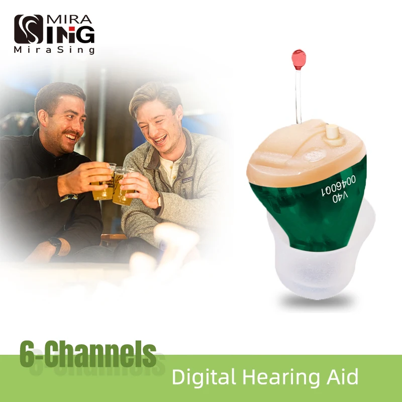 Digital Hearing Aids 6-Channels Audifonos Mini Tuneable ITC Adjustable V40 Portable Invisible Ear Sound Amplifier Drop Shipping