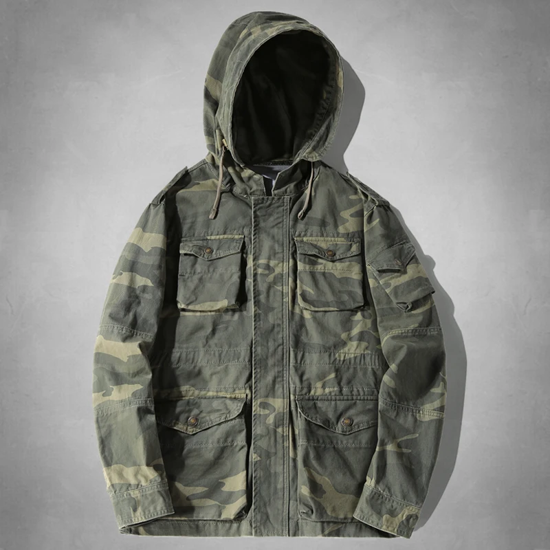 Мужская куртка с капюшоном камуфляжная уличная в стиле милитари верхняя одежда