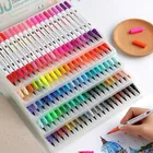 122436486080100 Colors Watercolor Art Markers Fine Liner Pen Drawing Painting Dual Tip Brush Graffiti School Supplies