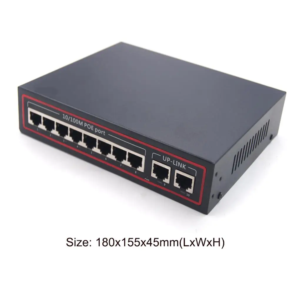 Сетевой Ethernet коммутатор с 8 портами POE и 2 Uplink 802.3af для IP камер сетевой