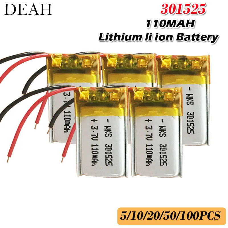 3,7 V 110mAh 301525 ithium полимерный аккумулятор для gps psp MP4 MP5 DVD маленькие игрушки аккумулятор bluetooth-гарнитуры литий-ионный аккумулятор