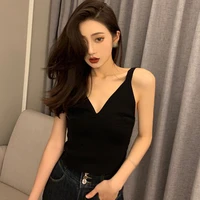 sexy vest summer tank top female low cut sexy deep v neck camisole sleeveless tops sleeveless camisole