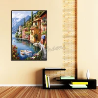 one piece canvas painting town landscape poster nordic style waterproof ink painting frameless decorative modern art wall