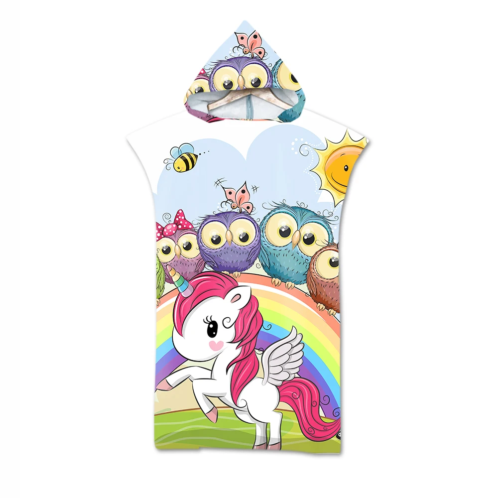Милый Единорог мультяшный халат для ванной Полотенца Пижама комбинезон детей из
