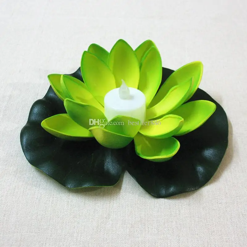 18 см искусственная светодиодная плавающая свеча в форме цветка лотоса с красочно