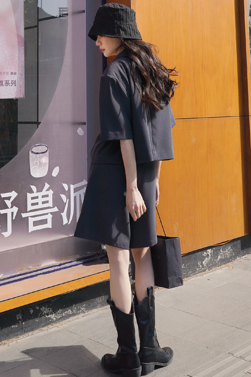 

2021 Summer 2 Piece Sets Blazer and Shorts Women Fashion Elegant Korean Style Slim Casual Suit Jacket Wide Leg Shorts Outfits