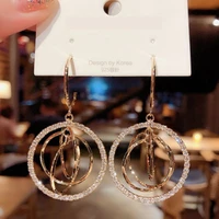 woman fashionable temperament metal hoop earrings irregular letter c full diamond earrings personality exaggerated earrings