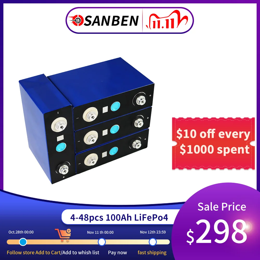 

4-48 шт. 3,2 В Ач новый класс A Lifepo4 DIY 12 в 24 в 48 в перезаряжаемый аккумулятор глубокий цикл с бесплатными шинами без НАЛОГА