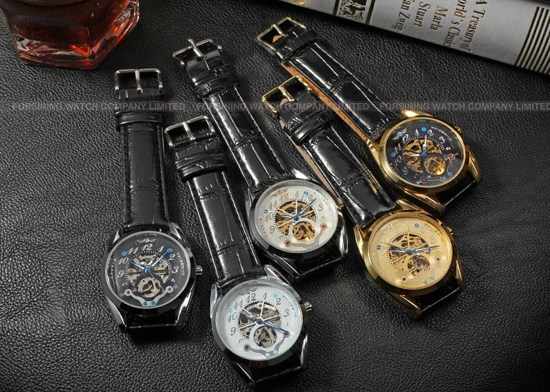 Победитель Мода Повседневный черный циферблат золотой чехол Дизайнерские