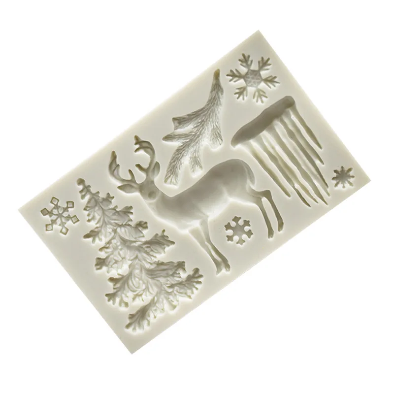 Cake Mold Elk Christmas Tree Snowflake Deer Fondant Dessert Ice Cube Candy Chocolate Silicone mold | Дом и сад