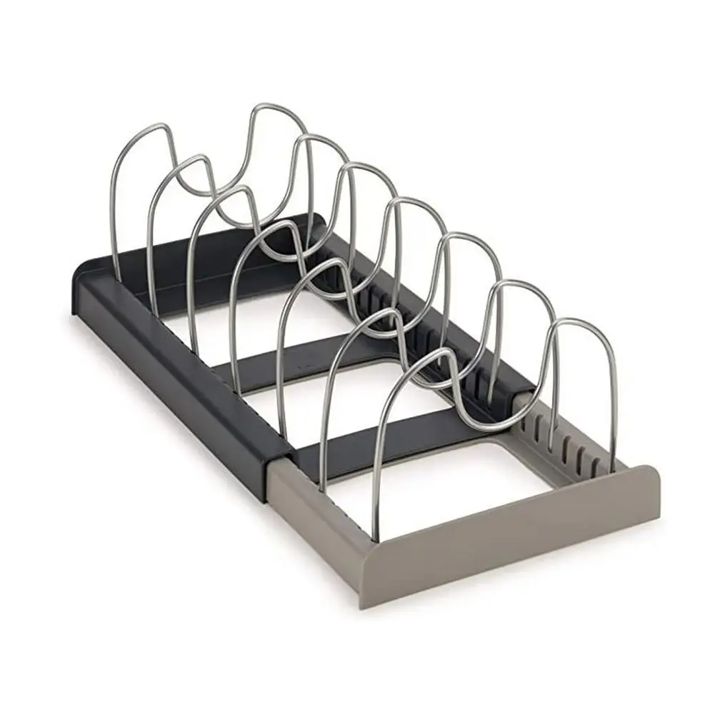 

Storage Stand Pan Organizer Rack 7 Dividers Kitchen Pot Lid Holder ABS+Stainless Steel Expandable Adjustable Stable Connection