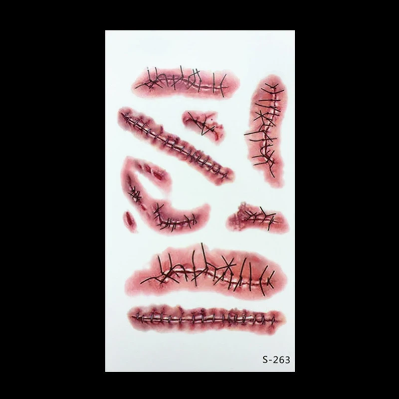 1 шт. водостойкие тату для Хэллоуина Зомби Шрамы Татуировки с искусственной