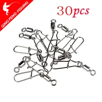 30pcslot fishing connector 2 4 6 810 1214 stainless steel pin bearing rolling swivel snap fishhook lure tackle